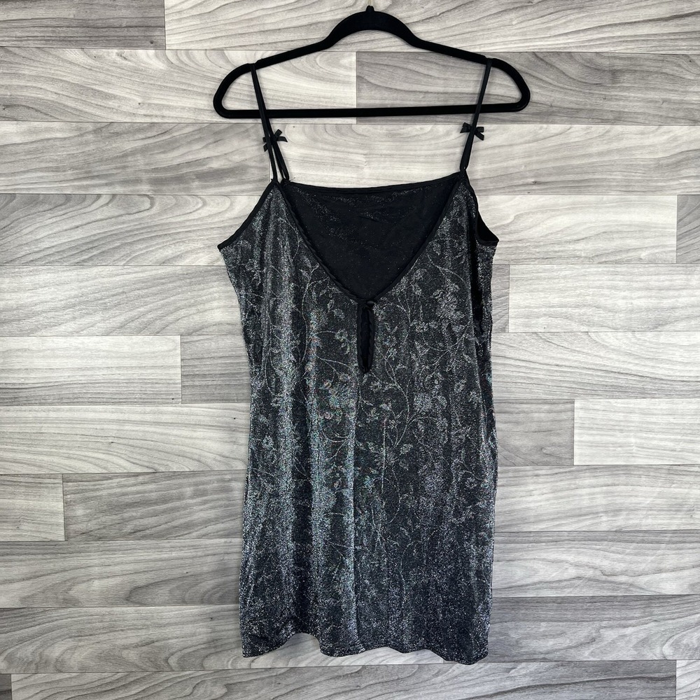 Private Luxuries VTG Nightgown Womens L Black Cami Top Silky Feminine Sheer Sexy - Picture 10 of 13